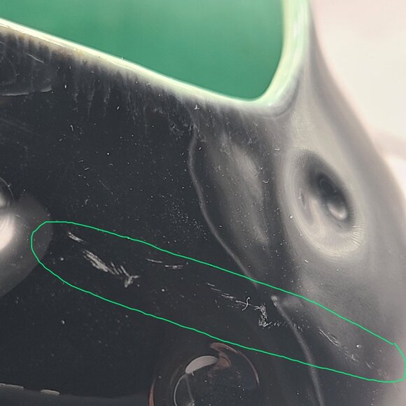 Royal Haeger Vintage MCM 1960s Black Green High Gloss Frog Mouth Dimpled Vase - Picture 8 of 10